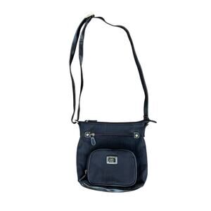 Black Fabric Crossbody Bag, Small, Textured Adjustable Handle
